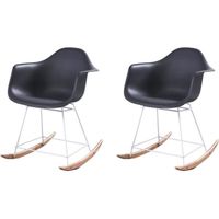 Lot de 2 chaises à bascule scandinave - MADE4US - ROMY - Pieds en bois massif - Noir