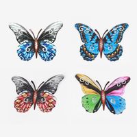 4 PCS 3D Metal Simulation Butterfly Decor, Pendentif Art mural rétro, 4 couleurs différentes, pour jardin, Bar, café, porte, mur