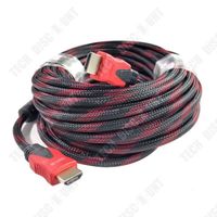 TD® Câble HDMI réseau rouge et noir de 15 mètres, câble de connexion pour moniteur TV 1080P, version 1.4, câble hdmi haute