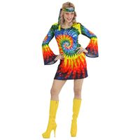 Déguisement hippie femme - Robe psychédélique multicolore et bandeau assorti - Taille S - Marque WIDMANN
