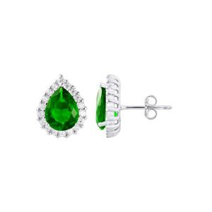Boucle d'oreille Boucles d'oreilles POIRE en crystal vert emeraude TAG-BO-ED154-VER-SW Argent - Be Loved