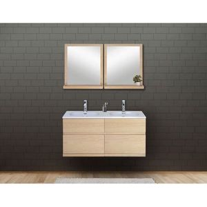 SALLE DE BAIN COMPLETE Salle de bain complete chêne 120 cm meuble + vasque + 2 miroirs ENIO
