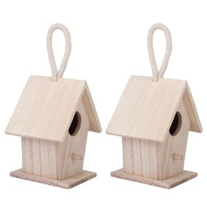 NICHOIR - NID ZJCHAO Nichoir Boîte de nidification suspendue de maison d'oiseau en bois 2 pièces pour accessoires décoratifs de patio de jardin