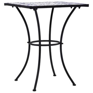 TABLE DE JARDIN  Table de bistro mosaïque Bleu et blanc 60 cm  Céramique-GAR7556279582035