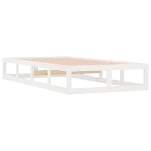 STRUCTURE DE LIT Cadre de lit Blanc 100x200 cm Bois massif  Mothine