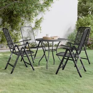 Ensemble table et chaise de jardin ZERODIS Mobilier à dîner de jardin 5 pcs Maille Métal Anthracite A3084714 HB042