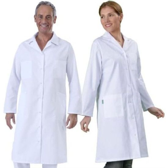 Blouse Blanche De Chimie 100% Coton - Pour Lycée, Collège, Laboratoire - Taille S à XXL