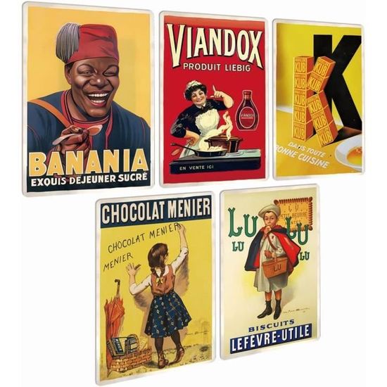 Lot De 5 Plaques Métal Vintage Avec Citations Humoristiques - Déco Murale Bar Ou Maison - 20x30cm