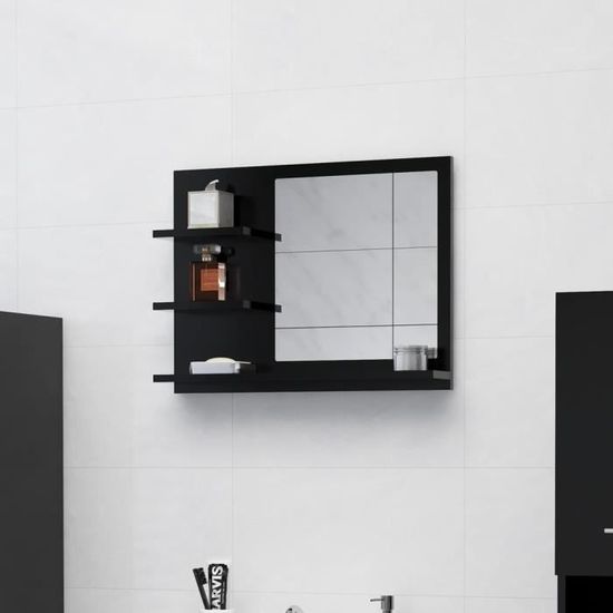 Nouveauté!Miroir Décoratif - Miroir Attrayante salon de salle de bain Noir 60x10,5x45 cm Aggloméré355