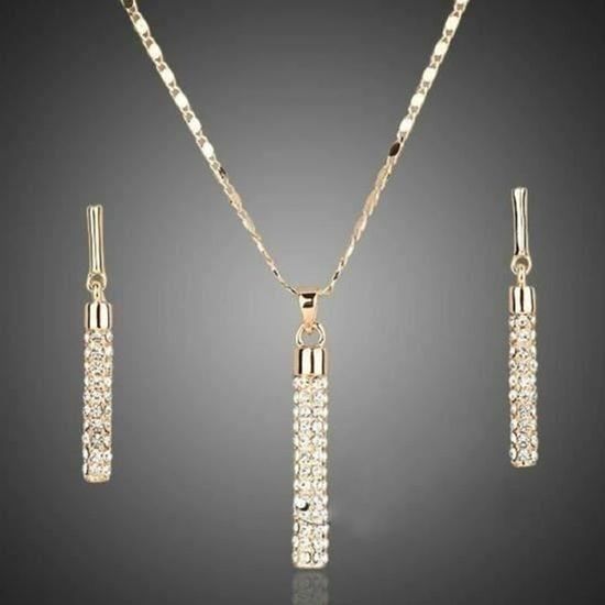 Parure De Bijoux Collier Et Boucles D'oreilles, Feuilles Fleurs Doré/vert, Zirconiums – Neuf Avec étiquettes