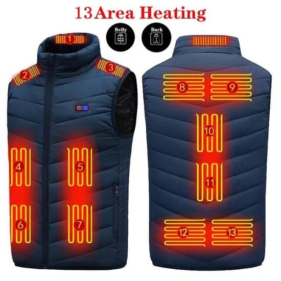 Sous-vêtements Chauffants Homme 28 Zones USB - Thermolactyl, 3 Températures, Pour Moto, Camping, Chasse - 11