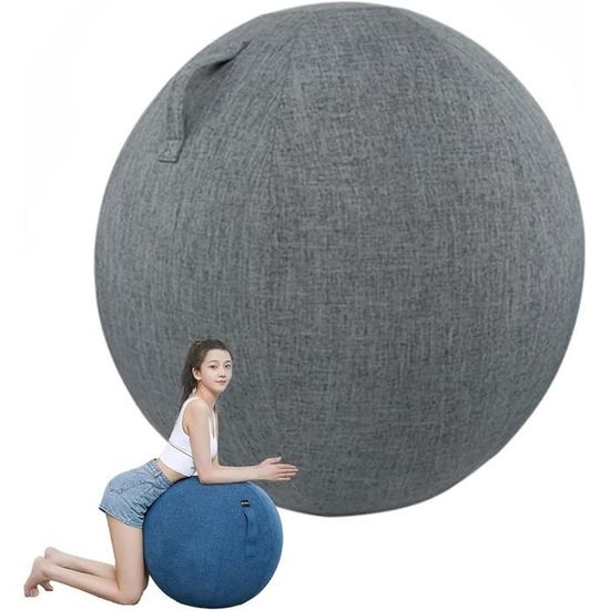 Housse De Protection Ballon Yoga / Fitness 65 Cm - Antidérapante Respirante En Coton Lin - Garde Votre Ballon Comme Neuf