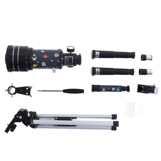 Télescope Débutants 70mm - 300mm Focale, Avec Trépied Réglable, 2 Oculaires, Adaptateur Smartphone Pour Observation Ciel Et Nature - 5
