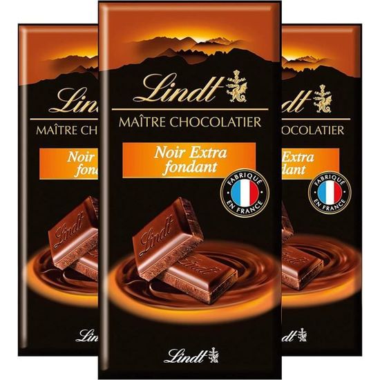 LINDT Tablette Noir Extra Fondant MAITRE CHOCOLATIER - Chocolat Noir - Lot  de 3x 110 g - Cdiscount Au quotidien