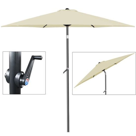 Parasol Déporté Kingsleeve Ø200cm Anthracite - Aluminium, Inclinable, Manivelle - Jardin