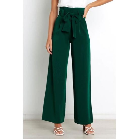 GRACE KARIN Pantalon Palazzo pour Femme avec Poches, Large, Décontracté, Fendu, Jambe Fluide, Cheville, Gris, Bleu, S