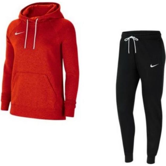 Jogging Polaire A Capuche Femme Nike Rouge et Noir Multisport Manches longues Respirant