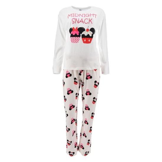 Pyjama Long Femme Minnie Mouse - Ensemble 2 Pièces En Polaire Douce - Haut Manches Longues Et Pantalon - Idéal Pour L'hiver