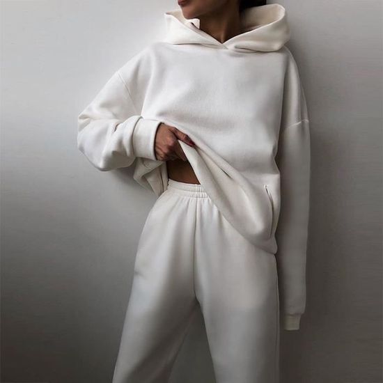 Survêtement Femme Kraftd 2 Pièces - Sweat à Capuche Zippé + Jogging Cargo, 100% Coton, Neuf Avec étiquette