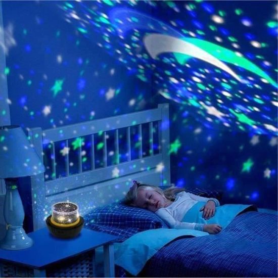 WF20482-Projecteur Lumiere Bebe,3 Modèles 5 Films Rotatif Lampe Veilleuse Pour Fille Enfant Chambre Ciel Nuit étoilée Plafond Deco
