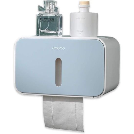 Porte Rouleau Papier Toilette Mural Avec étagère - Adhésif Ou Perçage, Noir Mat, Acier Inox