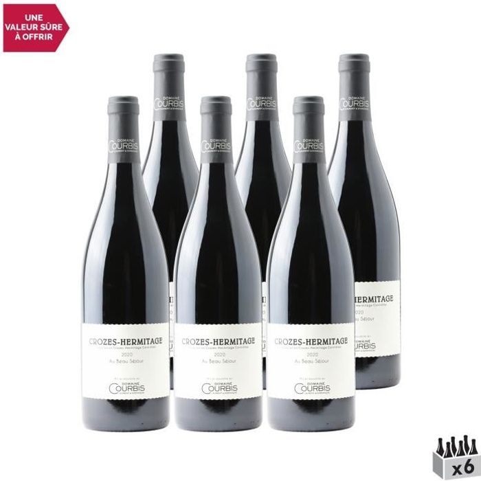 Crozes-Hermitage Au Beau Séjour Rouge 2020 - Lot de 6x75cl - Domaine Courbis - Vin AOC Rouge de la Vallée du Rhône