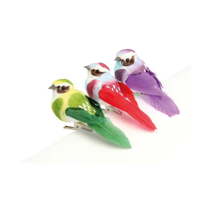 Oiseaux décoratifs Multicolore 3 pièces - Artémio Multicolore - Assort.