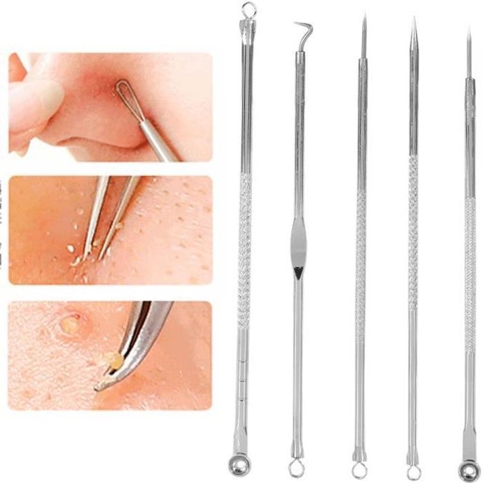 5pcs Aiguilles En Acier Inoxydable Tire Extracteur Point Noir Acne Comédons