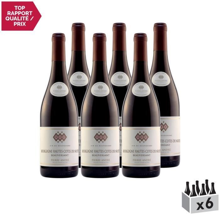 Bourgogne Hautes Côtes de Nuits Beauversant Rouge 2018 - Lot de 6x75cl - Pierre André - Vin AOC Rouge de Bourgogne - Cépage Pinot