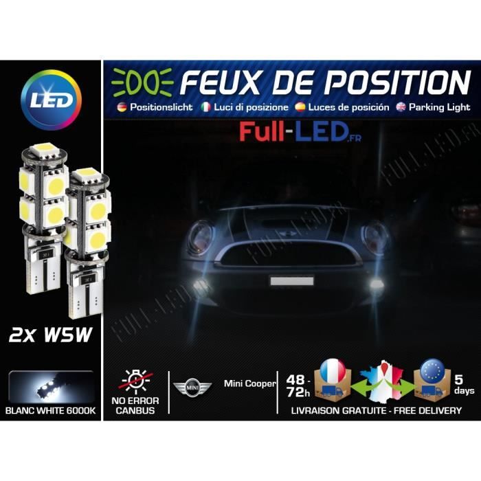 Ampoules Feux de position LED - Mini Cooper- W5W blanc Xénon