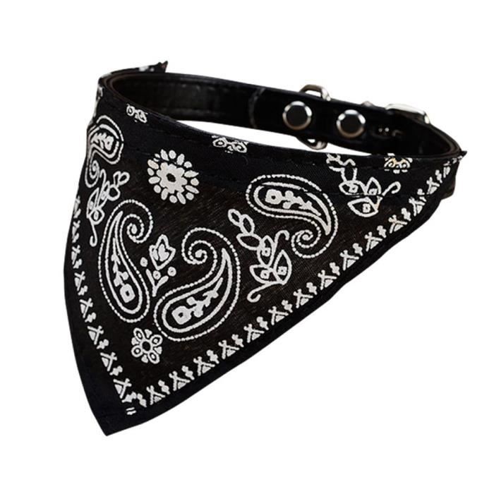 Collier écharpe chien chat ajustable - Collier Bandana chiot, colliers cravate, accessoires pour - Modèle: Black XL - HOCWXQB01908