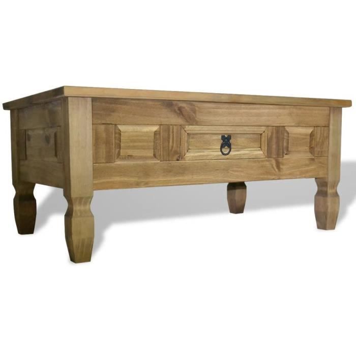 Table Basse de Salon Design Table de Salon Scandinave contemporain Pin mexicain Gamme Corona 100 x 60 x 45 cm