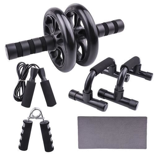 Digital 5 en 1 Ensemble d'Appareils de Fitness Support push-up Roue abdominale double roue - multifonctionnel (Noir)