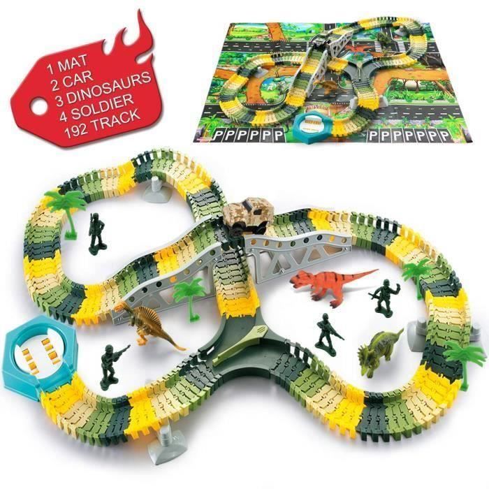 BK Circuit Voiture Dinosaure Flexible Electrique Jouet, pour Cadeau Jeux Educatif Garcon Fille Enfant