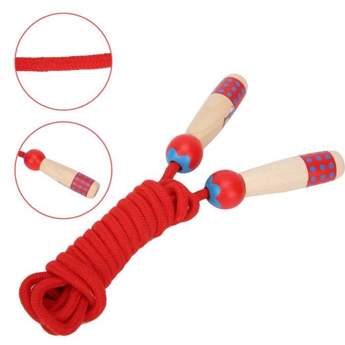 Tbest corde à sauter pour enfant Corde à sauter en bois Fitness enfants étudiant cordes à sauter jouet extérieur 3 mètres