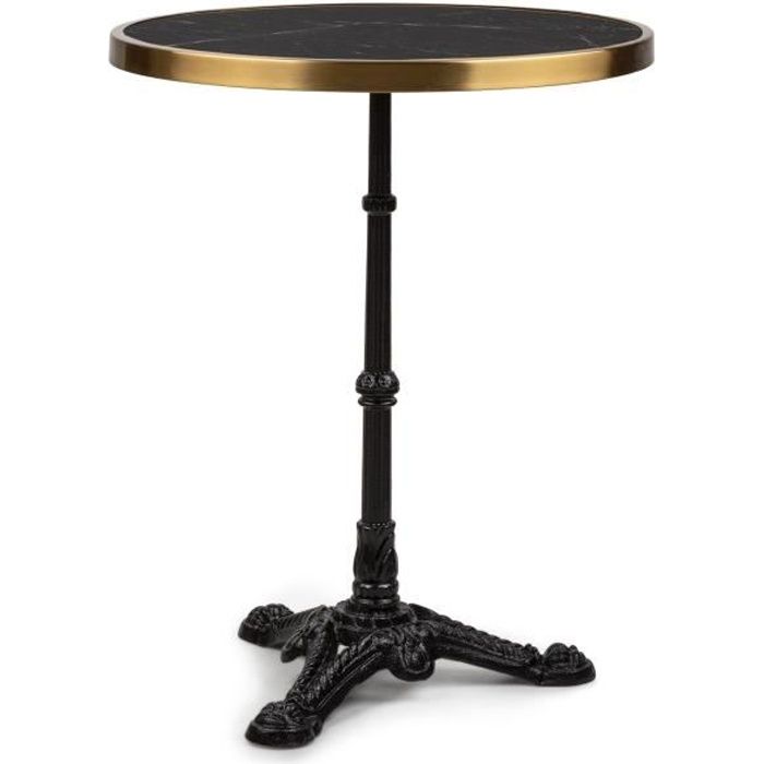 Table de bistrot - Blumfeldt - Style Art Nouveau - 57,5x72 cm (ØxH) - plateau rond en marbre - Noir & or
