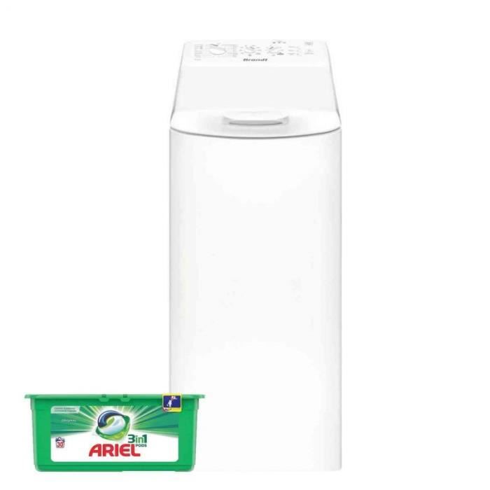BRANDT Lave-linge top 6.5kg 1200trs/min Tambour 42L Machine à laver 60 Blanc