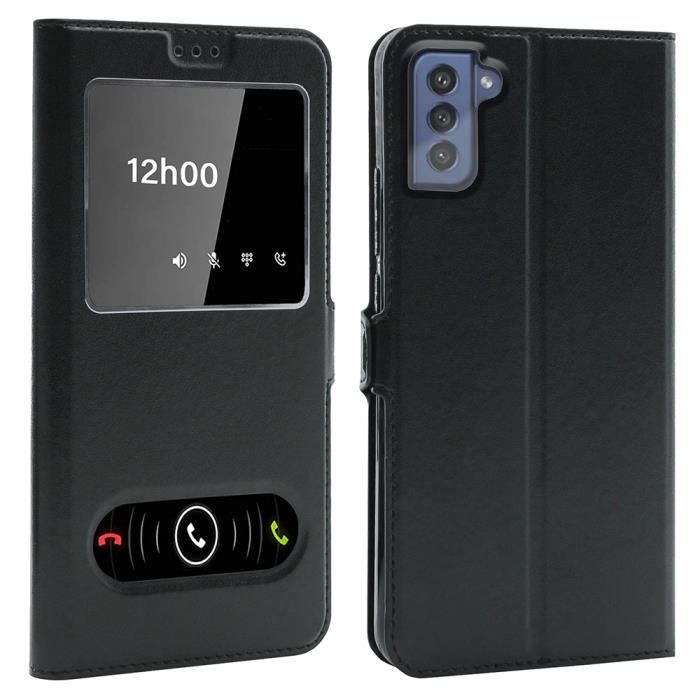 Coque Samsung S22 Plus 5G, Housse Etui pour Samsung Galaxy S22+ 5G Protection double FENETRES - Noir