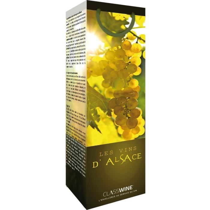 CLASSWINE Pochette pour 1 bouteille vin d'Alsace Grappe