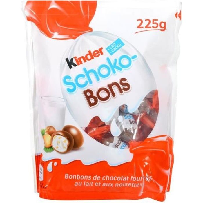 KINDER Bonbons chocolatés Schokobons fourrés au lait et noisettes - 225 g