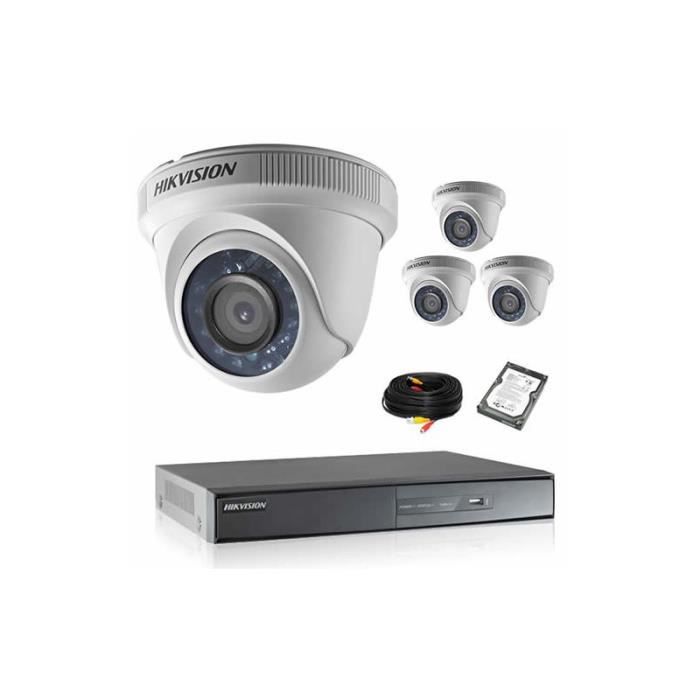Kit De Vidéosurveillance Hikvision 4 Dômes 1080p Hd Avec Disque Dur