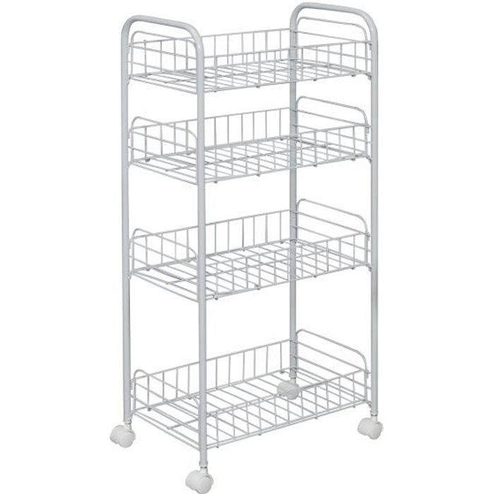Iris Ohyama, Chariot de rangement, 4 étages, sur roulettes, L25 x l40 x H85 cm - DMC-4 - L25 x l40 x H85 cm, Blanc