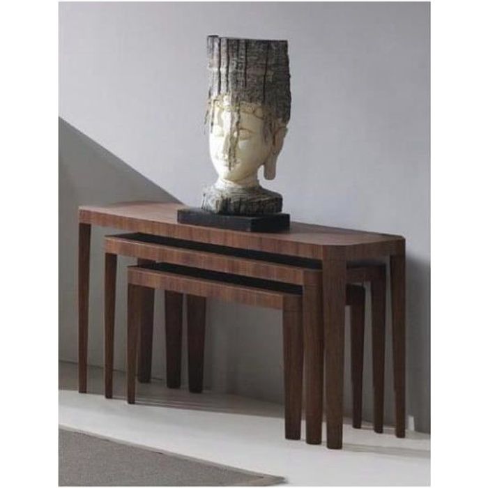 Consoles gigognes EDEN bois gris – Lot de 3