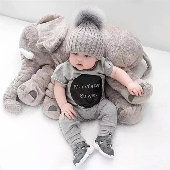 Mignon Éléphant Oreiller Peluche Jouets Bébé Poupée Cadeaux d'anniversaire - gris