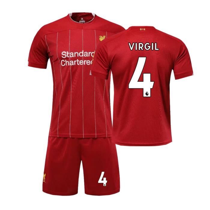 Premier League Liverpool NO.4 VIRGIL Jersey Maillots Foot et Shorts de Football Homme-Enfant-Rouge