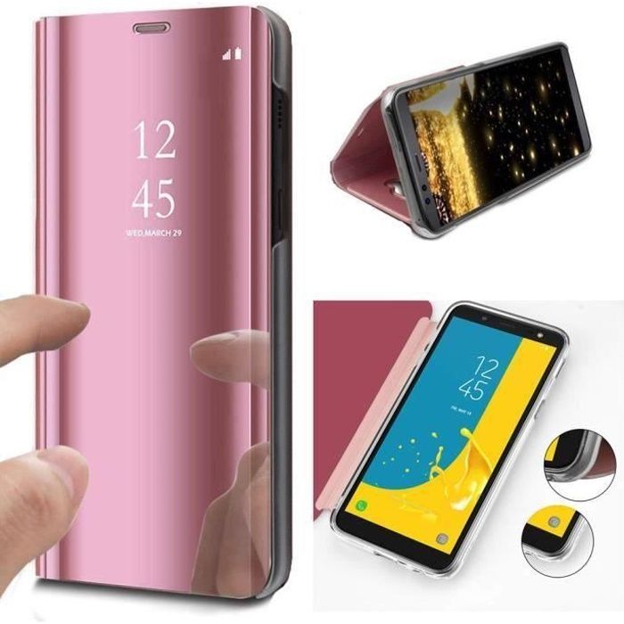 Coque Galaxy A32 5g Samsung Housse Etui À Rabat Chromé Miroir Cover View rose