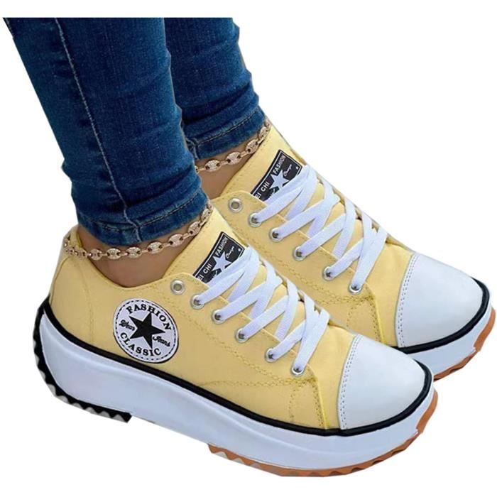2022 Canvas Shoes Women Fashion Trainers, Femmes Plate-Forme Baskets Femme Chaussures Décontractées Compensées Formateurs