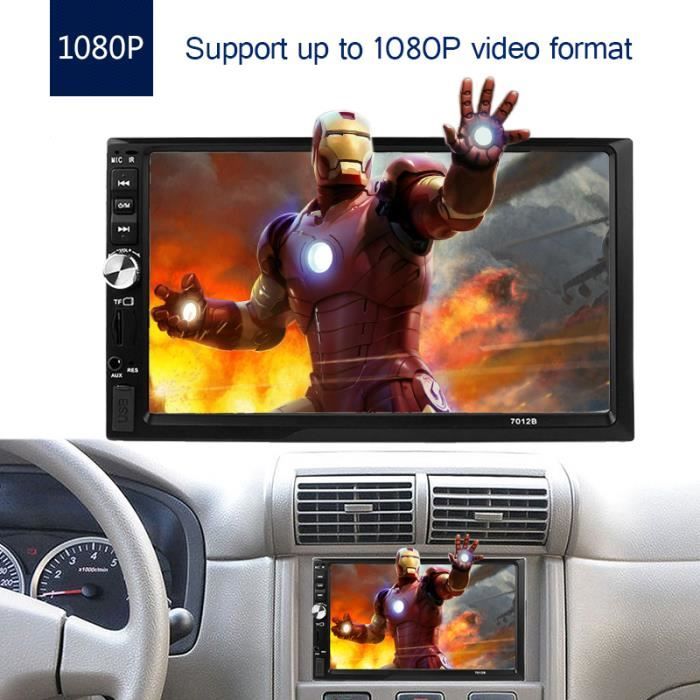 Autoradio 7 Pouces Universel 2 Din HD BT Stereo FM MP5 Multimedia Player Ecran Tactile USB/AUX Entree AUX avec HD Camera