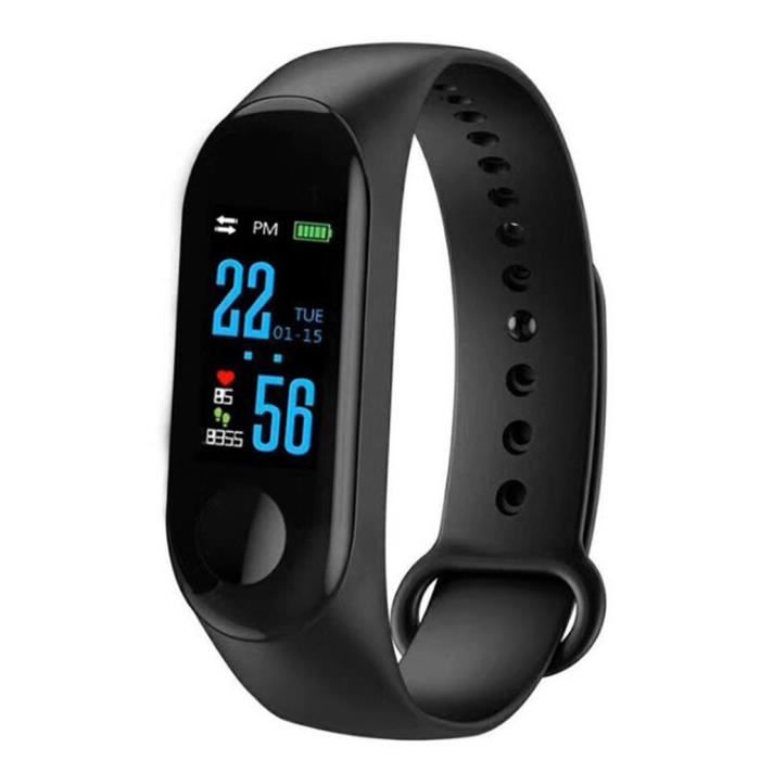 M3 Bracelet Intelligent Moniteur de fréquence Cardiaque noir