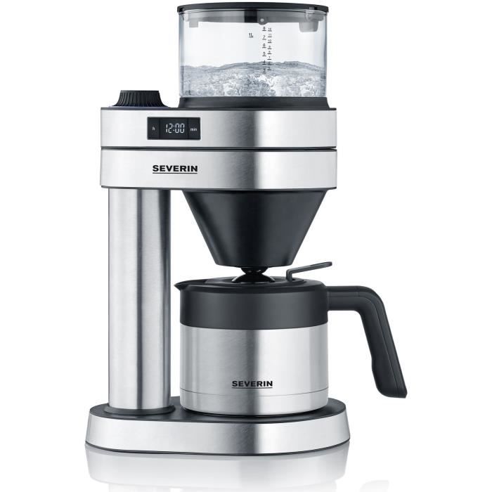 SEVERIN 5761 cafetière filtre isotherme -Café Caprice- - 1450 W - 1L - 5 programmes - arrêt automatique - inox brossé noir